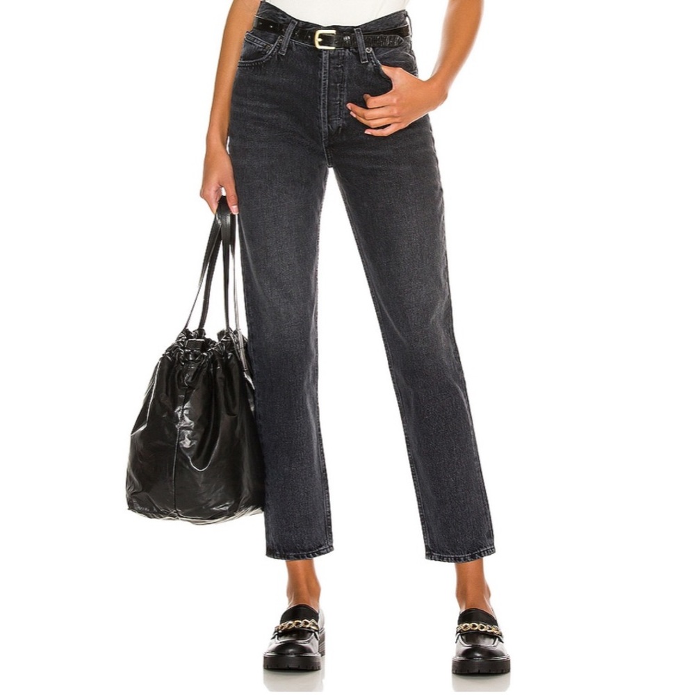 NWOT AGOLDE Fen High Rise Relaxed Taper Black Size 29